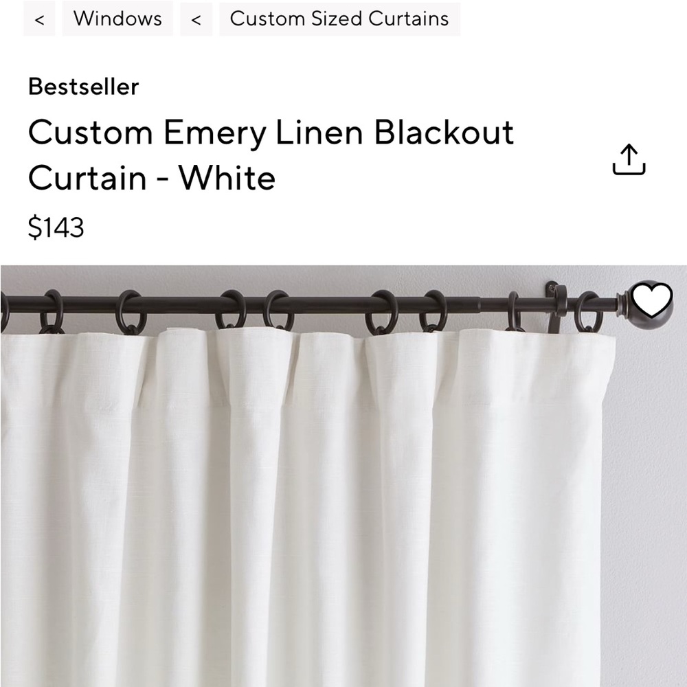 Emery Linen Blackout Curtain - White
